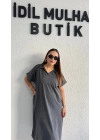 Füme Yıkamalı Polo Yaka Elbise