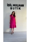 Fuşya Hakim Yaka Volanlı Aerobin Elbise