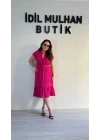 Fuşya Hakim Yaka Volanlı Aerobin Elbise
