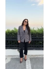 Gri Omuzları Vatkalı Blazer Ceket
