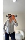 Gri Silver Düğmeli Triko Hırka