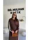 Kahverengi Ceketli Elbise Takım