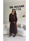 Kahverengi Oysh Kumaş İkili Elbise