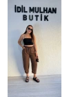 Kahverengi Keten Şalvar Pantolon