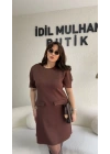 Kahverengi Zr Model Balon Kol Elbise