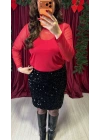 Kırmızı İkili Tül Bluz