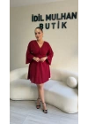 Kırmızı Krep Kumaş Düğüm Detaylı Elbise