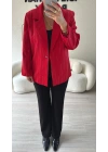 Kırmızı Premium Taş Detaylı Blazer Ceket