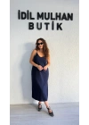 Lacivert Askılı Elbise
