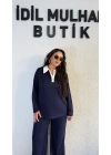 Lacivert Beyaz Gömlek Yaka Takım