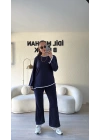 Lacivert Beyaz Şeritli Asimetrik Takım