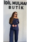 Lacivert Degaje Yaka Asimetrik Takım