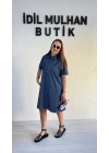Lacivert Kot Rengi Polo Yaka Elbise