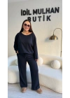 Lacivert Oysh Kumaş Beli Lastikli Takım