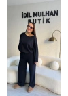 Lacivert Oysh Kumaş Beli Lastikli Takım