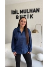 Lacivert Saten Gömlek