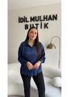 Lacivert Saten Gömlek
