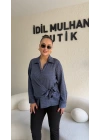 Lacivert Yandan Bağlamalı Gömlek