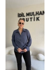 Lacivert Yandan Bağlamalı Gömlek