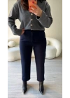 Lacivert Zr Model Yüksek Bel Pantolon