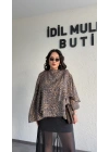 Leopar Desenli Premium Pelerin Bluz