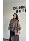 Leopar Desenli Premium Pelerin Bluz
