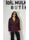 Mürdüm Bağlama Detaylı Blazer Ceket