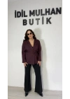 Mürdüm Bağlama Detaylı Blazer Ceket