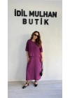 Mürdüm Bluzlu Pamuk Keten Elbise