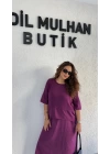 Mürdüm Bluzlu Pamuk Keten Elbise