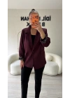 Mürdüm Leopar Detaylı Blazer Ceket