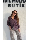 Mürdüm Tensel Oversize Gömlek
