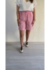 Pembe Çizgili Şort
