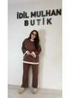 Şerit Detaylı Kahverengi Alt Üst Takım