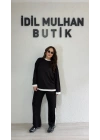 Şerit Detaylı Siyah Alt Üst Takım