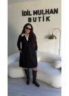 Siyah Beyaz Gömlek Yaka Elbise