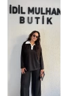 Siyah Beyaz Gömlek Yaka Takım