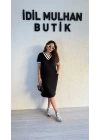 Siyah Beyaz Şeritli Basic Elbise