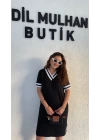 Siyah Beyaz Şeritli Basic Elbise
