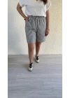 Gri Çizgili Şort