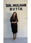Siyah Dantel İşlemeli Kadife Elbise