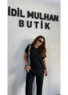 Siyah Düğme Detaylı Viskon Takım