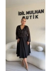 Siyah Eteği Çan Gold Benekli Elbise