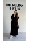 Siyah Hakim Yaka Düğmeli Elbise