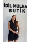 Siyah Kruvaze Yaka Gold Düğme Detaylı Abiye