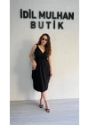 Siyah Omuzdan Bağlamalı Elbise