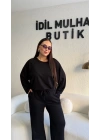 Siyah Oysh Kumaş Beli Lastikli Takım