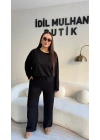 Siyah Oysh Kumaş Beli Lastikli Takım