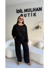 Siyah Oysh Kumaş Beli Lastikli Takım