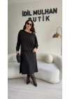 Siyah Oysh Kumaş İkili Elbise